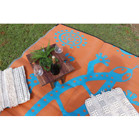 Aboriginal Recycled Mat - Medium - Sand Goanna [Colour: Teal/Orange]
