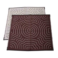 Aboriginal Recycled Mat - Med/Square  - Water Dreaming [Colour: Red Wine/White]