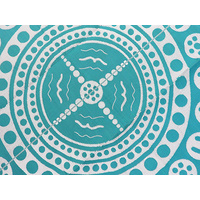 Aboriginal Recycled Mat - 3m Round - Garrima [Colour: Aqua/White]