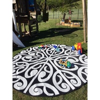 New Zealand Recycled Mat - Round - Korero [Colour: Black/White]