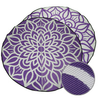 Melanesian Recycled Mat - Round - Mandala [Colour: Purple/White]
