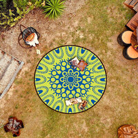 Gather Around [Blue/Lime] - Aboriginal Recycled Plastic Round Mat [3m]