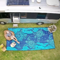 Recycled Plastic Mat [2.4m x 5m] - Turtle Rising (Aqua/Navy)