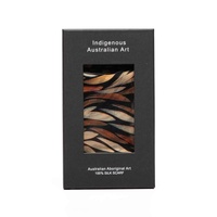 Aboriginal Art Giftboxed 100% Silk Scarf - Bush Leaves (Orange)