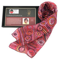 Warlukurlangu Aboriginal Art Giftboxed 100% Silk Scarf - Pikilyi Jukurrpa