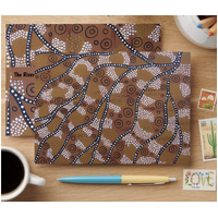 The Rivers Flow (Set 5) - Aboriginal Art designed Linen Envelope (185mm x 135mm) 
