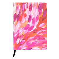 Utopia Aboriginal Art PU Leather A5 Ruled Journal - Leaves (Pink)