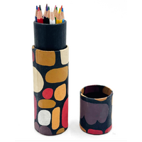Handmade Paper Aboriginal Art Coloured Pencils (Set 12) Tube - Puli Puli (Stones)
