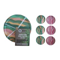 Bunabiri Aboriginal Art Bamboo Fiber Coasters (6) - Jedess Hudson