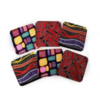 Bunabiri Aboriginal Art Corked Back Metal Coasters (6) -Jedess Hudson