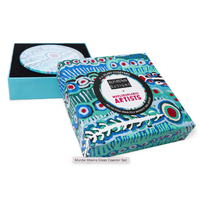 Warlukurlangu Aboriginal Art Glass Coaster Set (6) - Two Dogs Dreaming