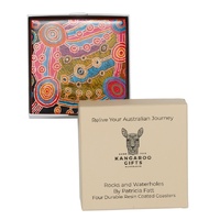 Umoona Arts Aboriginal Art Boxed Resin Coaster Set (4) - Rocks & Waterholes