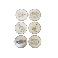 Murra Wolka Timber Coaster Set (6) with display Stand - Animals [Colour: White]