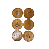 Murra Wolka Timber Coaster Set (6) with display Stand - Symbols [colour: Timber]