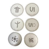 Murra Wolka Timber Coaster Set (6) with display Stand - Symbols [colour: White]