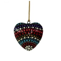 Better World Aboriginal Art Heart Xmas Decorations (Large) - Waterhole