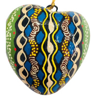 Keringke Aboriginal Art design Paper Mache Xmas Decoration - Large Heart - My Country