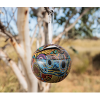 Justin Butler Aboriginal Art  Xmas Bauble Tin - The Dingo and the Kangaroo Storyline