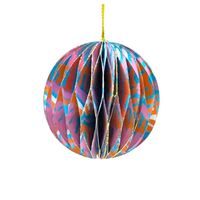 Better World Aboriginal Art Handmade Cotton Paper Honeycomb Xmas Ball - Two Dogs Dreaming