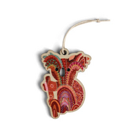 Aboriginal Art Koala Timber Xmas Decoration (9cm) - Home