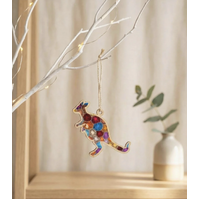 Kangaroo [Bush Flowers] Timber Xmas Decoration (9cm) - KOH Living Aboriginal Art
