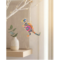 Kangaroo [Euphoric] Timber Xmas Decoration (9cm) - KOH Living Aboriginal Art