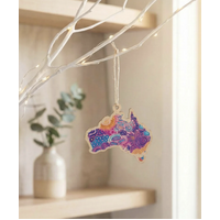 AUS Map  [Women's Love Story] Timber Xmas Decoration (9cm) - KOH Living Aboriginal Art
