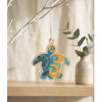 Turtle [Hooked] Timber Xmas Decoration (9cm) - KOH Living Aboriginal Art