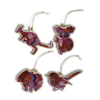 Aboriginal Art Gift Box Xmas Tree Timber Decorations - Set (4) - Our Country