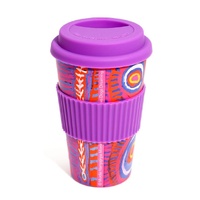 Aboriginal All Natural Bamboo Eco Travel/Coffee Mug (480ml) - Two Dogs Dreaming