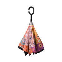 Warlukurlangu Aboriginal Art Inverted Umbrella - Green Budgerigar Dreaming