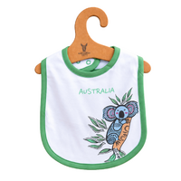 Coolah the Koala [Green]  Aboriginal design Cotton Baby Bib - Muralappi Dreamytime