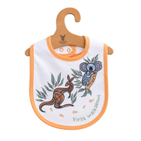 Kangaroo & Koala [Peach]  Aboriginal design Cotton Baby Bib - Muralappi Dreamytime