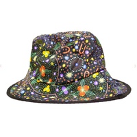 Warrina Aboriginal Art Reversible Bucket Hat - Bush Onion Wild Flowers/Bush Food Dreaming