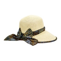 Warrina Aboriginal Art Ladies Straw Floppy Hat - Bush Camp