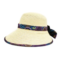 Warrina Aboriginal Art Ladies Straw Floppy Hat - Wild Bush Flower