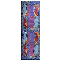 Outstations Aboriginal Art Polyester Chiffon Scarf - Bush Leaves (Blue/Red)