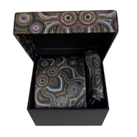 Lee Anne Hall Aboriginal Art 2pce Polyester Tie Set - Brown