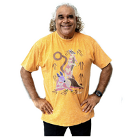 Kangaroo V2 (Acid Washed Ochre) - Aboriginal design T-Shirt