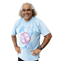Turtle (Acid washed Light Blue) - Aboriginal design T-Shirt [size: Small]