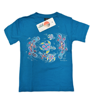 Children's Aboriginal Design T-Shirt - Egg Layers [Cyan] [size: Size 10]