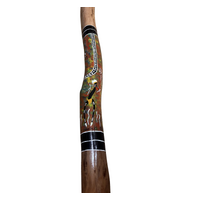Red/Orange - Brolga Eucalyptus (Grey Box) Handpainted Didgeridoo (1.21m) - Bark Base