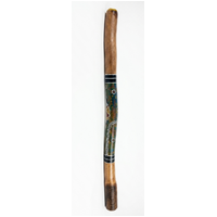 Green/Blue - Kangaroo  Eucalyptus (Grey Box) Handpainted Didgeridoo (1.28m) - Bark Base - 
