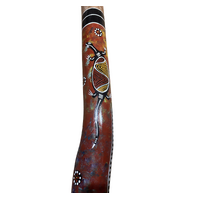 Red/Orange - Lizard Eucalyptus (Grey Box) Handpainted Didgeridoo (1.22m) - Bark Base