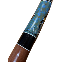 Eucalyptus (Ironbark) Handpainted Didgeridoo (1.35m) - Emu (Blue/Greens)