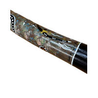 Eucalyptus (Ironbark) Handpainted Didgeridoo (1.46m) - Bell with Kangaroo (Blue/Browns)