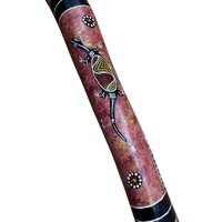 Eucalyptus (Ironbark) Handpainted Didgeridoo (1.43m) HEAVY - Flared End with Lizard (Red/Pink)