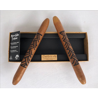 Murra Wolka Boxed Aboriginal Burnt Design Music/Clapping Sticks