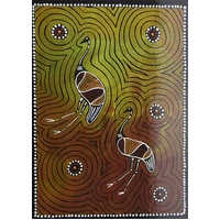 2 Emus - POSTCARD - Dreamtime Kullilla Aboriginal Art