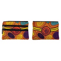 Hogarth Aboriginal Dot Art 3 Zip Cosmetic Purse - Skipping Stones
